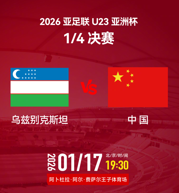 皇冠体育-U23亚洲杯1/4决赛 中国队今晚迎战乌兹别克斯坦队